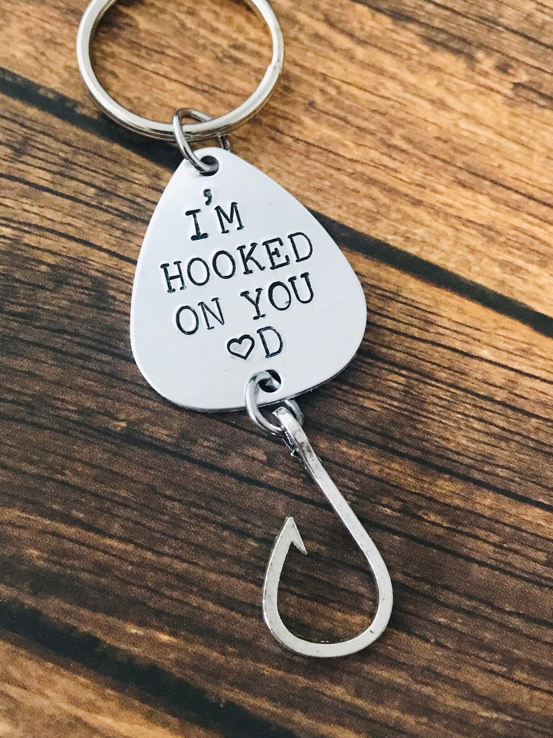 Fishing Gift Fishing Lure I'm Hooked on You With Initial Hand Stamped ...
