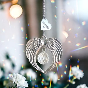 wing sun catcher Sympathy gift, poem card Memorial suncatcher, wing sympathy gift, loss of mom, mother, dad, brother, sister. Personalized image 3