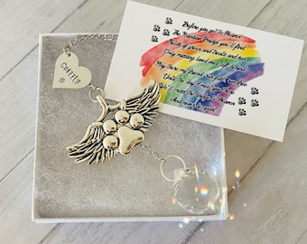 Rainbow bridge pet, sun catcher, suncatcher pet memorial, personalized name, dog / cat/  pet remembrance, paw wings and name
