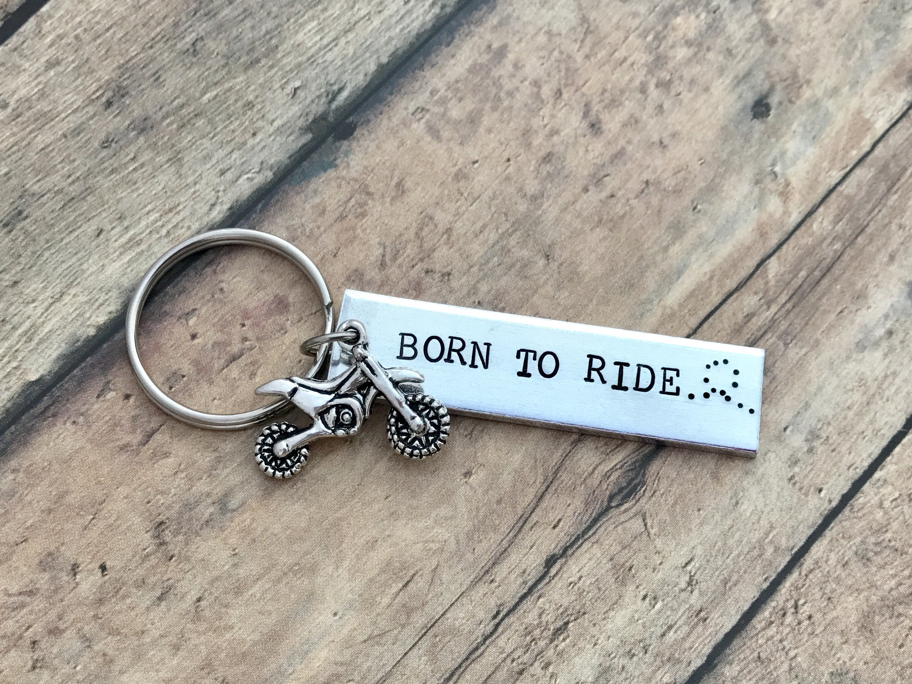 Dirt Bike Key Chain Motor Cross Rider Born to Ride