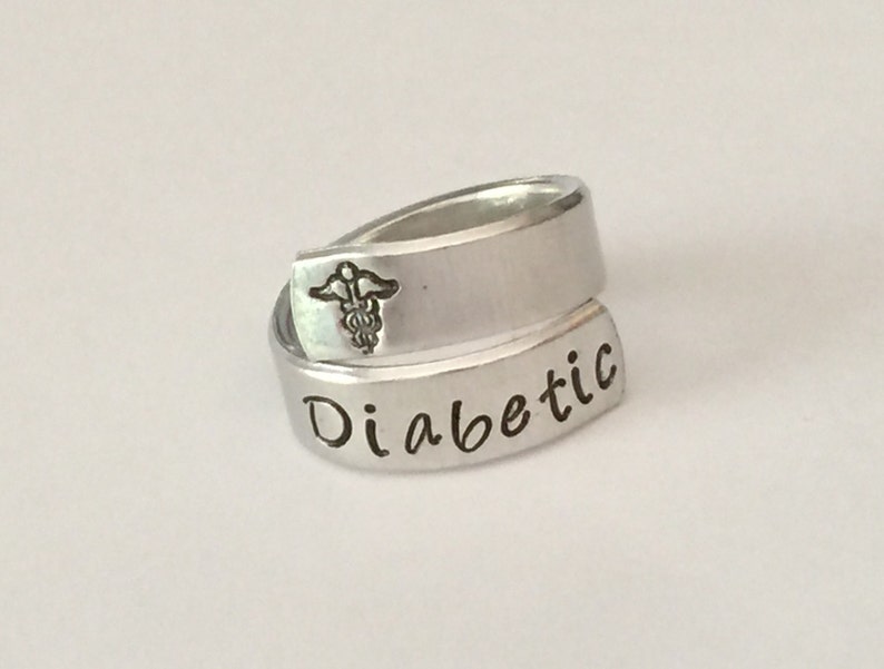 Medical alert ring Hand stamped Allergy Custom made to your medical alert medical conditions image 1