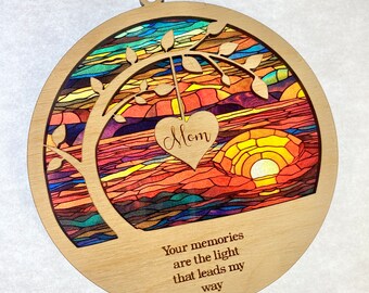 Personalized Stained Glass Window Hanging Suncatcher Memorial Gifts For Loss Of Mom Dad