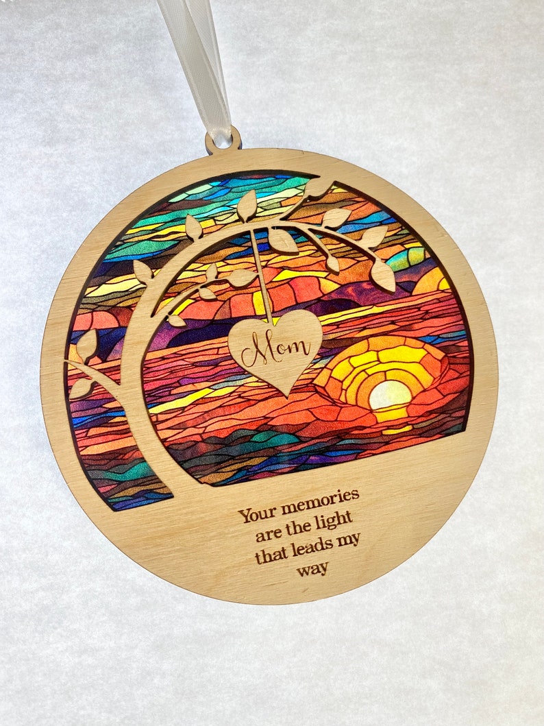 sun catcher Sympathy gift, poem card Memorial suncatcher, sympathy gift, loss of mom, mother, dad, brother, sister , friend. Personalized image 9