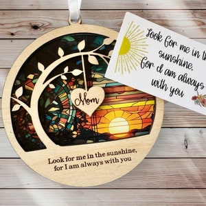 Cadeau de sympathie Attrape-soleil commémoratif, cadeau de sympathie, perte d'une maman, d'une mère, d'un papa, d'un frère, d'une soeur, d'un ami. Carte personnalisée avec nom, poème