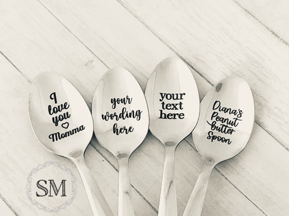 CUSTOM SPOON Laser Engraved Silverware Stainless Steel Spoon Message Add Your Name or Wording to This Spoon Etsy