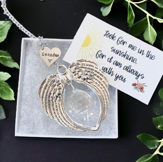 wing sun catcher Sympathy gift, poem card Memorial suncatcher, wing sympathy gift, loss of   mom, mother, dad, brother, sister. Personalized