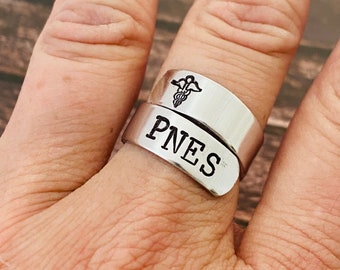 PNES , MEDICAL ALERT  ring - Hand stamped- medical condition, to help with aid an energy or seizure