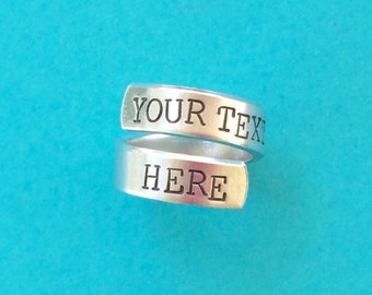 Custom - hand stamped ring - very sturdy ring - great gift - fun piece of jewelry