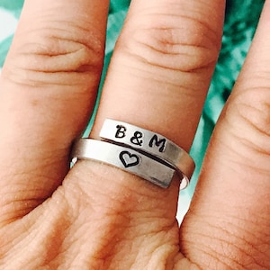 Custom Ring personalized  Custom - hand stamped ring - very sturdy ring - great gift - fun piece of jewelry - thin wrap ring - custom made