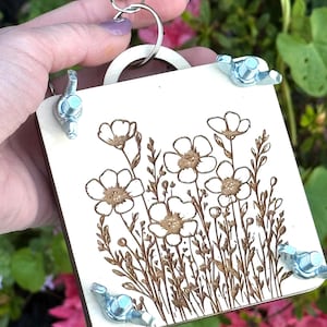 Flower press, pocket size, mini flower press, wooden flower press, small flower press, clips onto bag or keychain