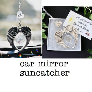 Attrape-soleil POUR MIROIR DE VOITURE Cadeau de sympathie, carte poème Attrape-soleil commémoratif, cadeau de sympathie d'aile, perte d'une maman, d'une mère, d'un papa, d'un frère, d'une soeur.