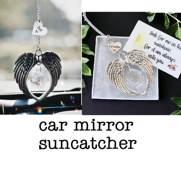 sun catcher FOR CAR MIRROR   Sympathy gift, poem card Memorial suncatcher, wing sympathy gift, loss of   mom, mother, dad, brother, sister.