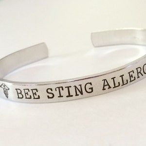 Medical alert bracelet - Hand stamped- Allergy Bracelet - Custom made to your medical alert