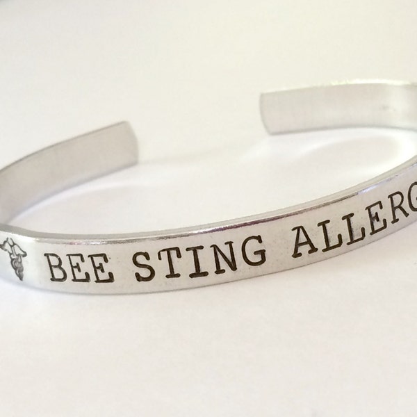 Bee sting allergy Medical alert bracelet - Hand stamped- Allergy Bracelet - make it custom to your condition