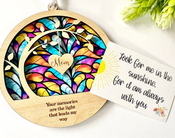 Sympathy gift, Memorial suncatcher, sympathy gift, loss of   mom, mother, dad, brother, sister , friend. Personalized with name, poem card