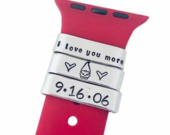 Watch charms - watch band tag -Hand Stamped  Aluminum Cuff  Personalized You Choose Word and design - tons of designs and fonts