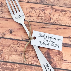 Retirement gift  , I’m done 2025. Stainless steel engraved fork, retire gift, fun gift, retirement 2025, coworker gift