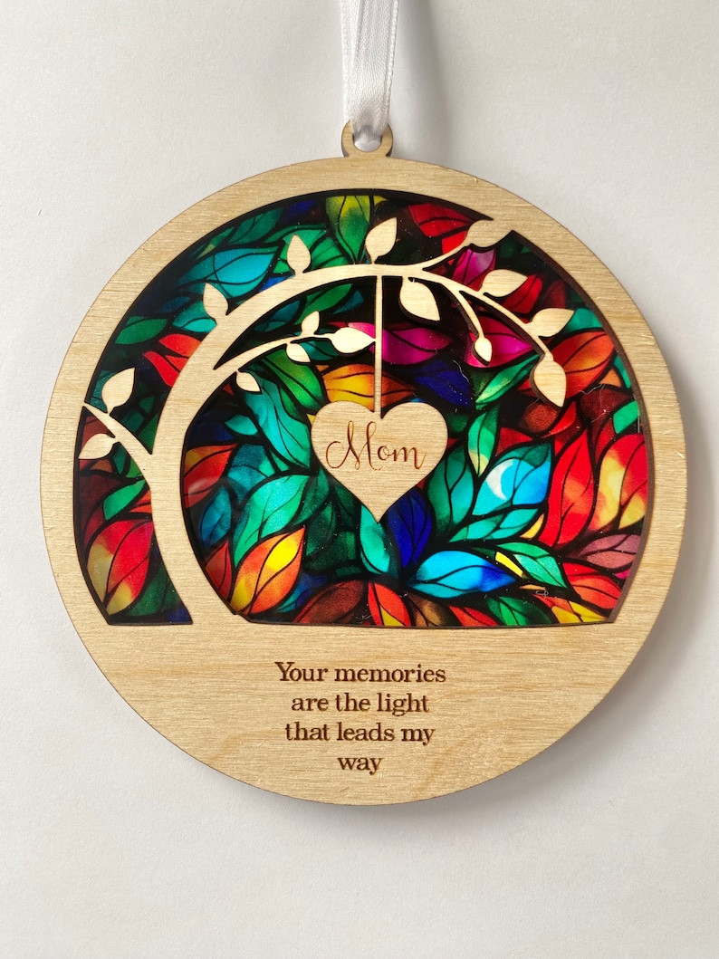 sun catcher Sympathy gift, poem card Memorial suncatcher, sympathy gift, loss of mom, mother, dad, brother, sister , friend. Personalized image 7