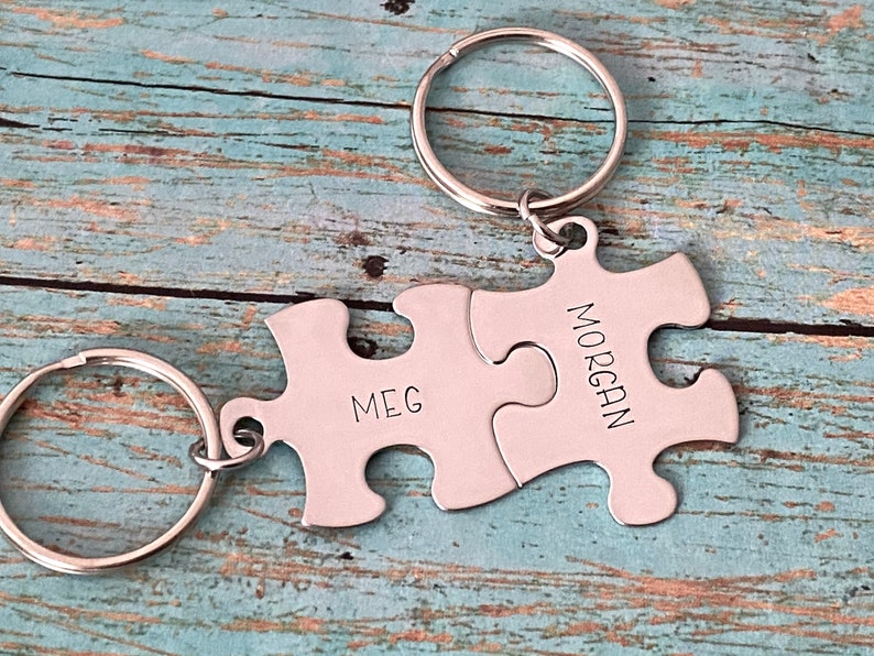 Personalized Puzzle Keychains Friends Keychain Puzzle Piece Etsy