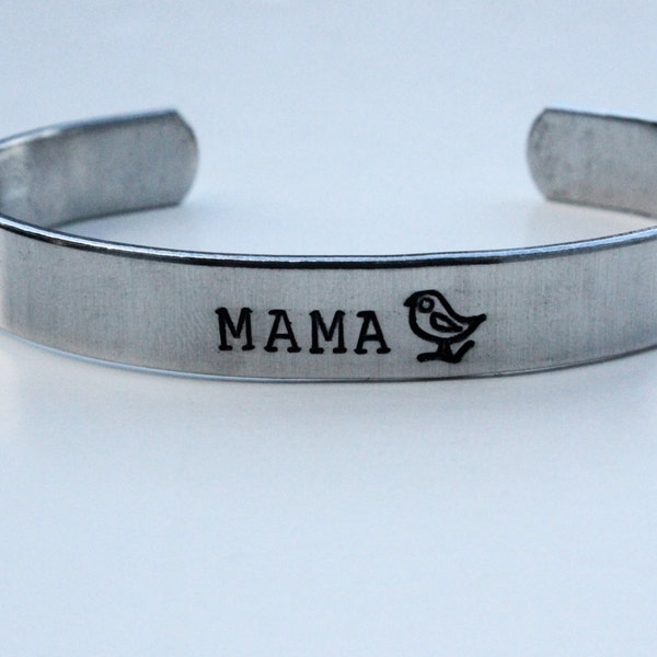 Mama Bird Bracelets -  Hand Stamped Aluminum Bracelet - Mama - Mother - Mothers Day - Mother to be -
