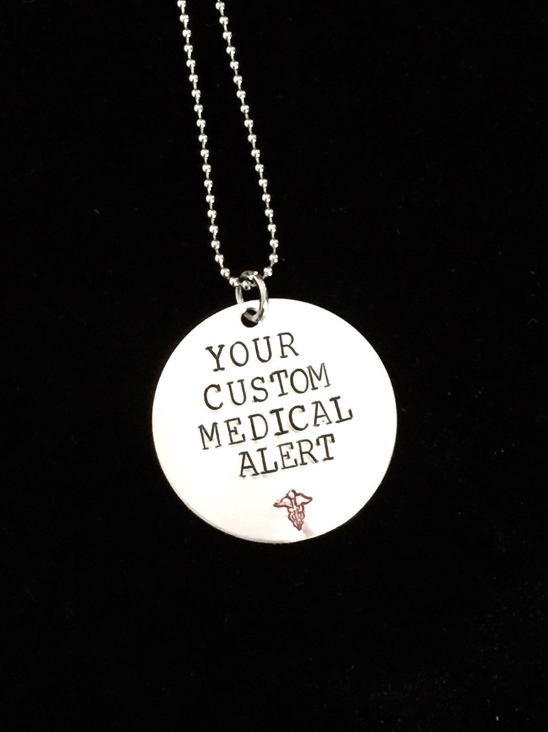 MEDICAL ALERT necklace custom made to your alert Hand Etsy