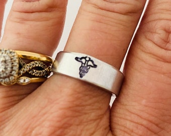 Medical alert ring - Hand stamped- Allergy  - Custom made to your medical alert - medical conditions inside