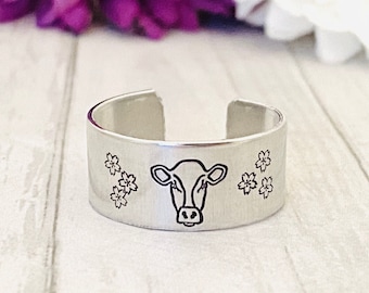 Cow  ring, inspirational , keep going , you got this, daily reminder hand stamped ring, aluminum ring, inspirational