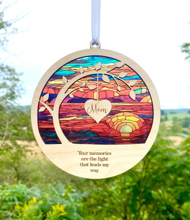 Sympathy gift, Memorial suncatcher, sympathy gift, loss of mom, mother, dad, brother, sister , friend. Personalized with name, poem card image 2