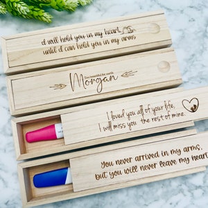 Baby loss keepsake box, miscarriage baby, memorial miscarriage, remembrance infant loss engraved pregnancy test box, test keepsake box