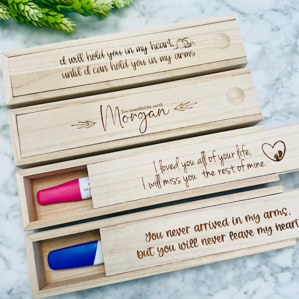 Baby loss keepsake box, miscarriage baby, memorial miscarriage, remembrance infant loss engraved pregnancy test box, test keepsake box