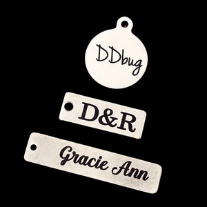 custom engraved tag, personalized tag, choose your wording, name, date, wording, stainless steel tag, personalized