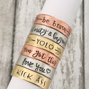Personalized ring Word ring, personalized, silver, gold, rose gold, choose your wording, customize this ring, cuff ring, SHIPPED FAST, great