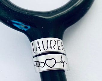 Stethoscope ID tag - nurse gift - student nurse gift - stethoscope name tag - stethoscope personalized name tag - custom made for nurse