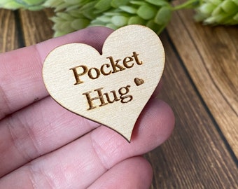 pocket hug, love token, wooden pocket hug, token, love reminder , pocket coin - keepsake - great for loved one near or far
