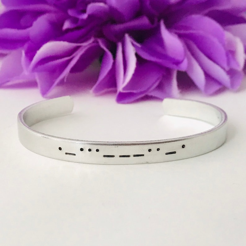 special word Morse code friend gift secret message anniversary gift wedding gift reminder gift, adjustable bracelet cuff