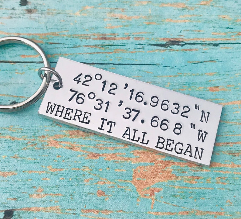 Where It All Began Coordinates Keychain Special Location Etsy