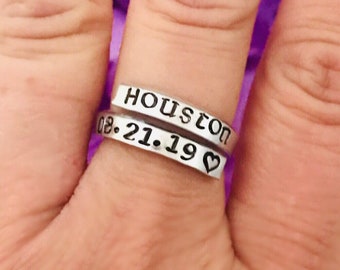 Custom Ring personalized  Custom - hand stamped ring - very sturdy ring - great gift - fun piece of jewelry - thin wrap ring - custom made