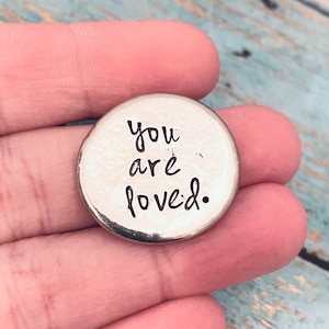 Personalized pocket coin , love token, pocket pebble,  your personalized saying stamped onto it- pocket coin - keepsake - valentines gift