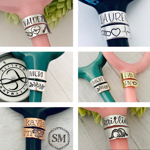 Stethoscope ID tag - stethoscope charm nurse gift - student nurse gift - stethoscope name tag - stethoscope personalized name tag - 