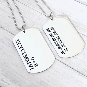 Dog tag necklace for him, engraved dog tags, gift for men, Valentine’s, christmas,   customize with your words - military dog tag