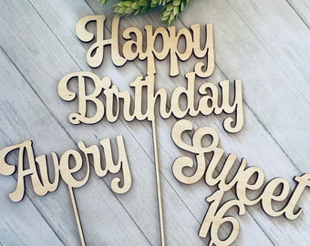 CUSTOM cake topper  -  laser cut, wooden cake topper with stake, personalized for your cake