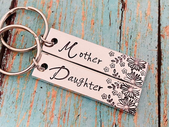 Personalized Keychain Mother Daughter Keychain Set Personalized