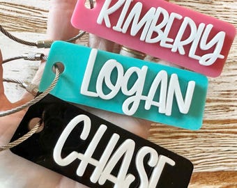 Back pack  Name tag, Bag Tag, Lunch Box Tag, Acrylic Name Tag, Laptop Bag, Kids name keychain, Daycare Bag Tag, Team or Squad gift