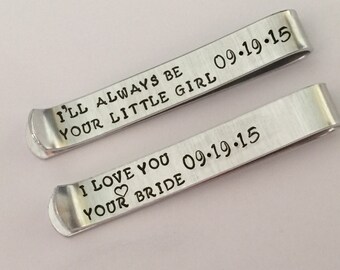 Personalized Tie Clip SPECIAL mesage on back  choose your own wording-  Hand stamped -  great for a gift