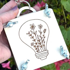 Flower press, pocket size, mini flower press, wooden flower press, small flower press, clips onto bag or keychain