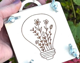 Flower press, pocket size, mini flower press, wooden flower press, small flower press, clips onto bag or keychain