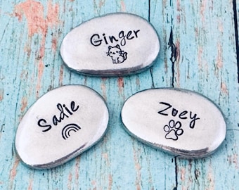 pet pocket stone memorial Personalized pocket stone, love token, pocket pebble,  your personalized, stone keepsake, pet loss name, custom