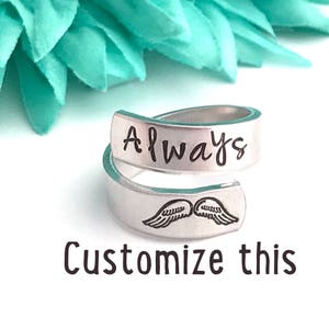 Custom ring wrap ring Custom hand stamped ring very sturdy ring great gift fun piece of jewelry custom made ring wrap around image 1