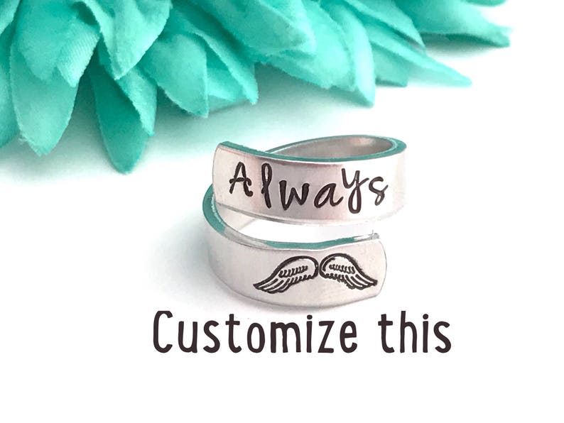 Custom ring wrap ring Custom hand stamped ring very sturdy ring great gift fun piece of jewelry custom made ring wrap around image 1