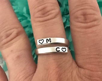 Custom Ring personalized  Custom - hand stamped ring - very sturdy ring - great gift - fun piece of jewelry - thin wrap ring - custom made